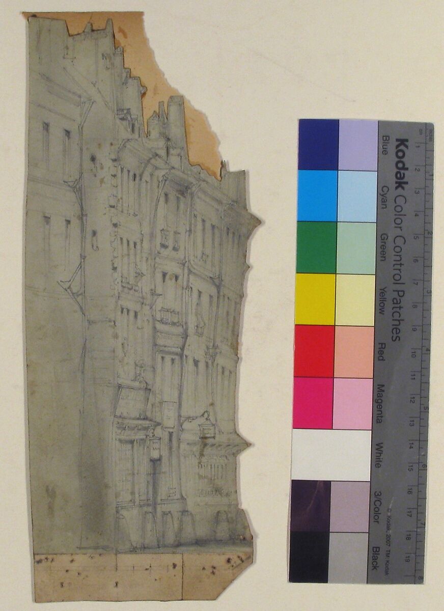 Design for a Stage Set at the Opéra, Paris, Eugène Cicéri (French, Paris 1813–1890 Fontainebleau), Graphite on blue paper