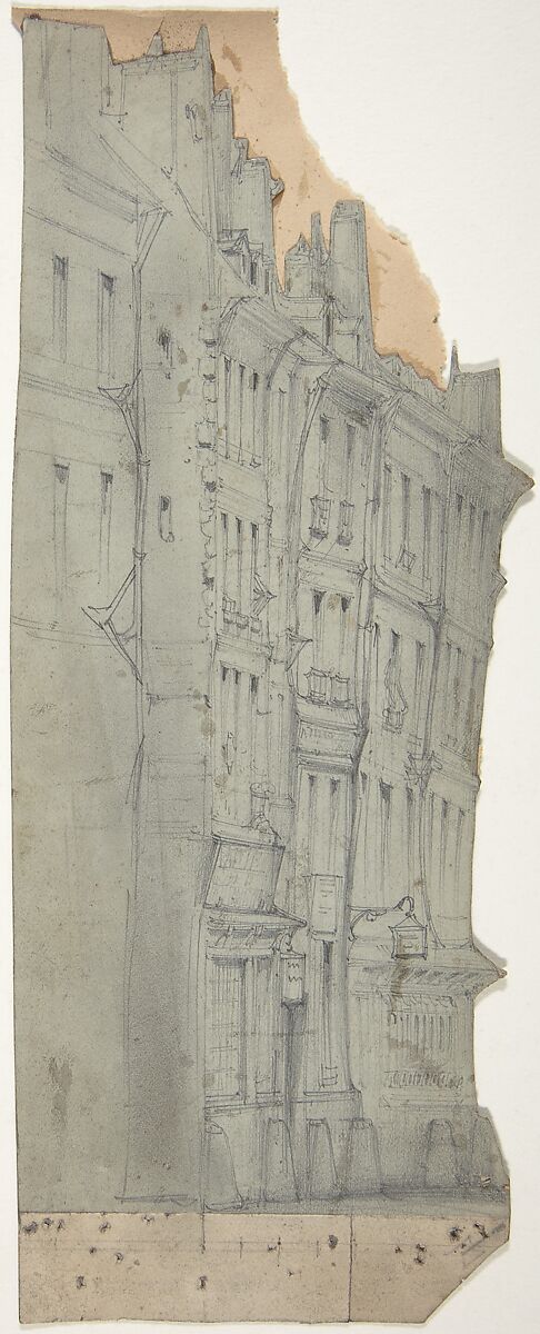 Design for a Stage Set at the Opéra, Paris, Eugène Cicéri (French, Paris 1813–1890 Fontainebleau), Graphite on blue paper 