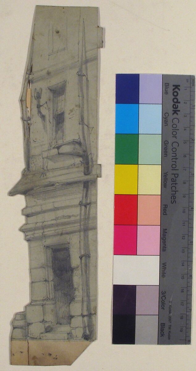 Design for a Stage Set at the  Opéra, Paris, Eugène Cicéri (French, Paris 1813–1890 Fontainebleau), Graphite on blue paper