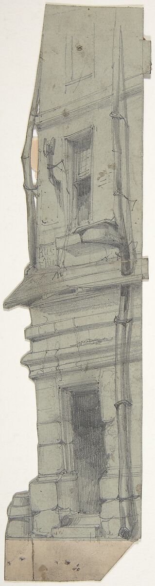 Design for a Stage Set at the  Opéra, Paris, Eugène Cicéri (French, Paris 1813–1890 Fontainebleau), Graphite on blue paper 