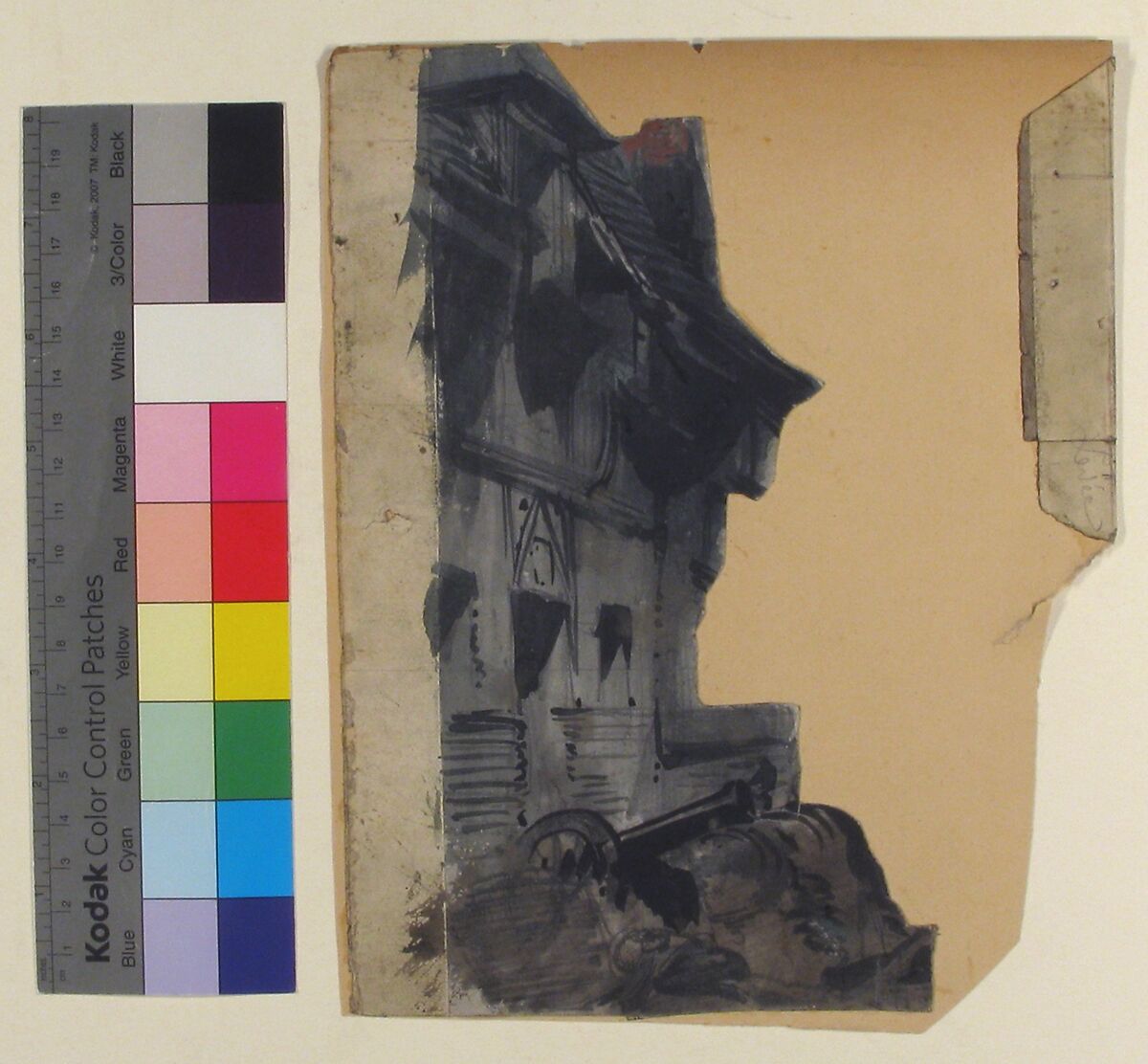 Design for a Stage Set at the Opéra, Paris, Eugène Cicéri (French, Paris 1813–1890 Fontainebleau), Brush and black and gray wash, over graphite