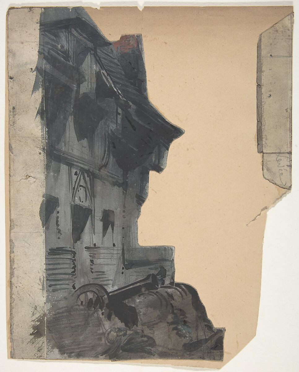 Design for a Stage Set at the Opéra, Paris, Eugène Cicéri (French, Paris 1813–1890 Fontainebleau), Brush and black and gray wash, over graphite 