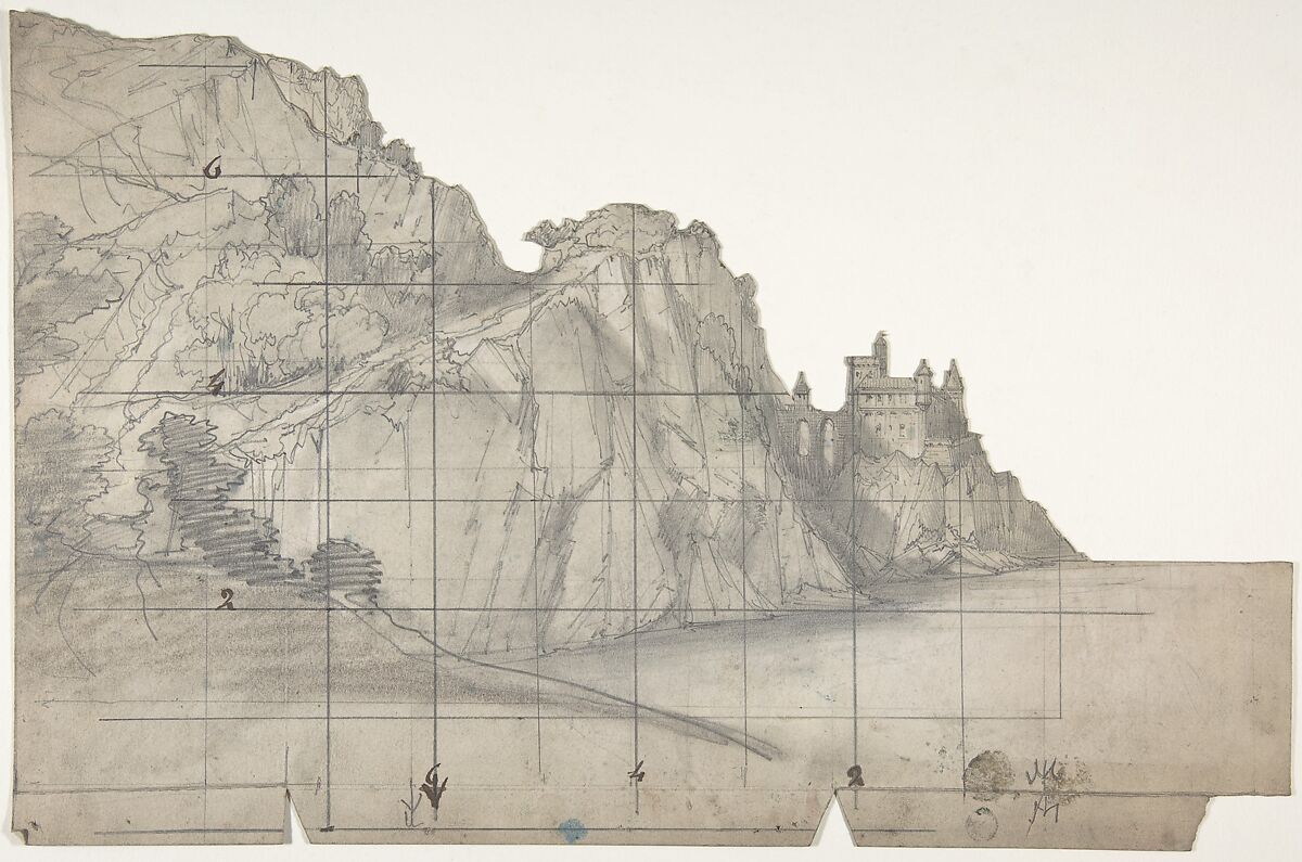 Design for a Stage Set at the Opéra, Paris, Eugène Cicéri (French, Paris 1813–1890 Fontainebleau), Graphite 