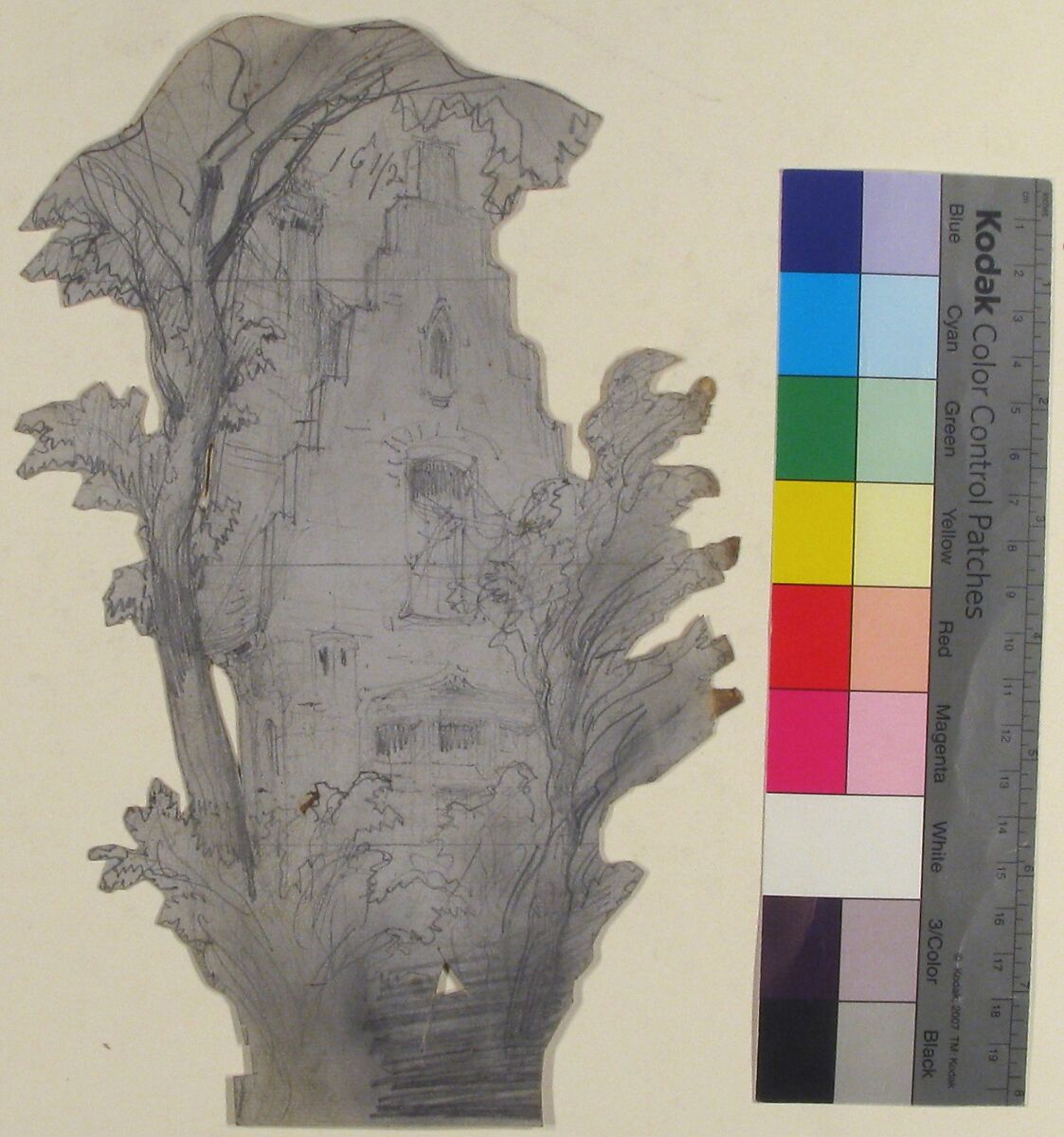 Design for a Stage Set at the Opéra, Paris, Eugène Cicéri (French, Paris 1813–1890 Fontainebleau), Graphite on blue paper