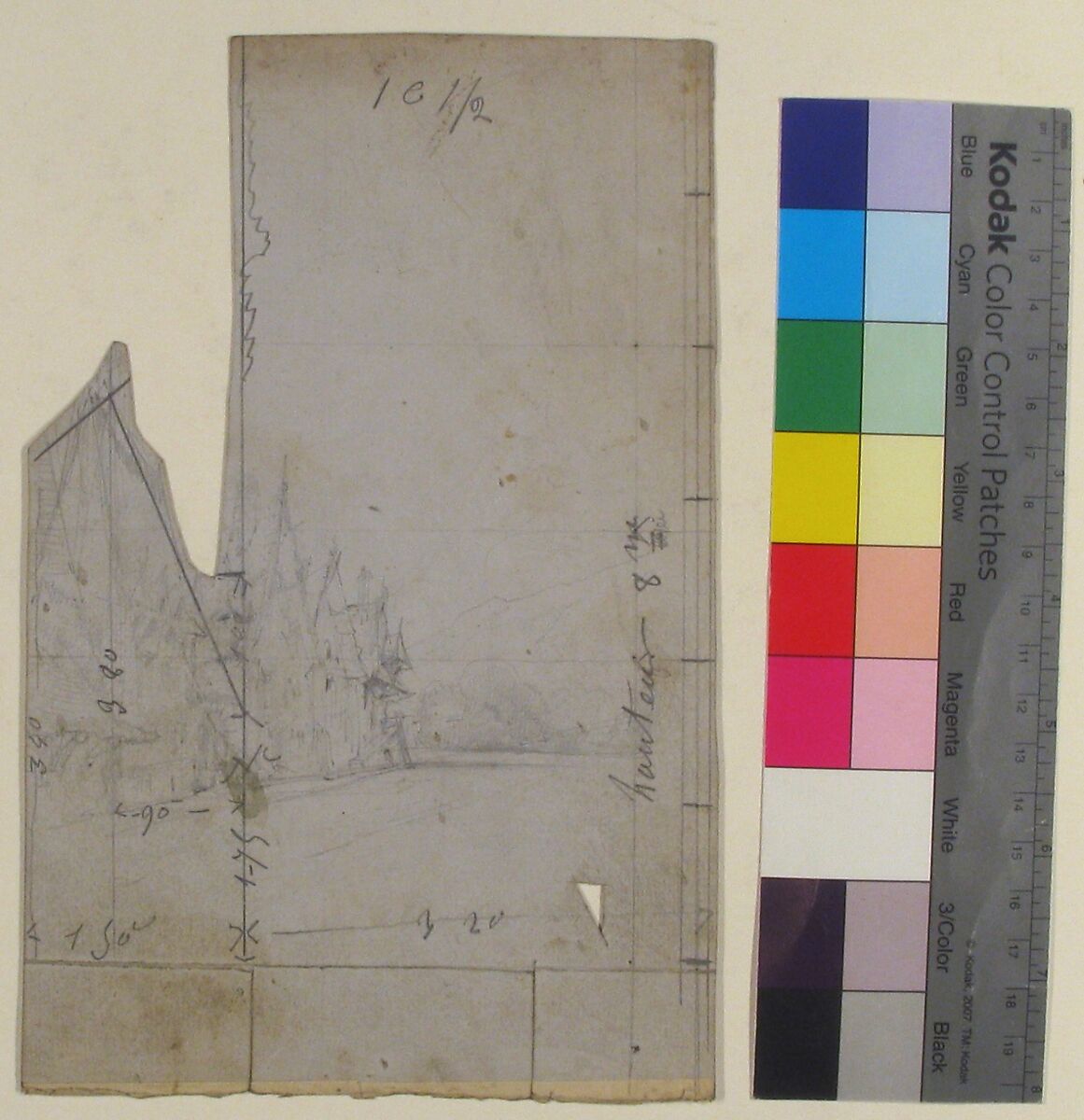 Design for a Stage Set at the Opéra, Paris, Eugène Cicéri (French, Paris 1813–1890 Fontainebleau), Graphite on blue paper