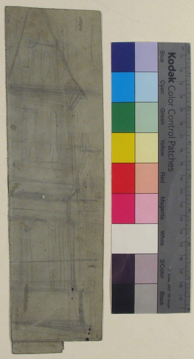 Design for a Stage Set at the Opéra, Paris, Eugène Cicéri (French, Paris 1813–1890 Fontainebleau), Graphite on blue paper