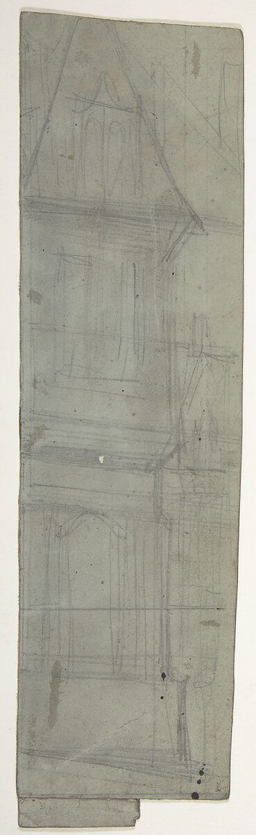 Design for a Stage Set at the Opéra, Paris, Eugène Cicéri (French, Paris 1813–1890 Fontainebleau), Graphite on blue paper 