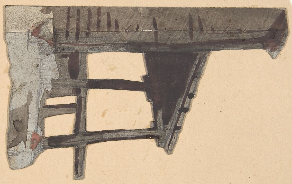 Design for a Stage Set at the Opéra, Paris, Eugène Cicéri (French, Paris 1813–1890 Fontainebleau), Brush and gray and brown wash, over graphite 