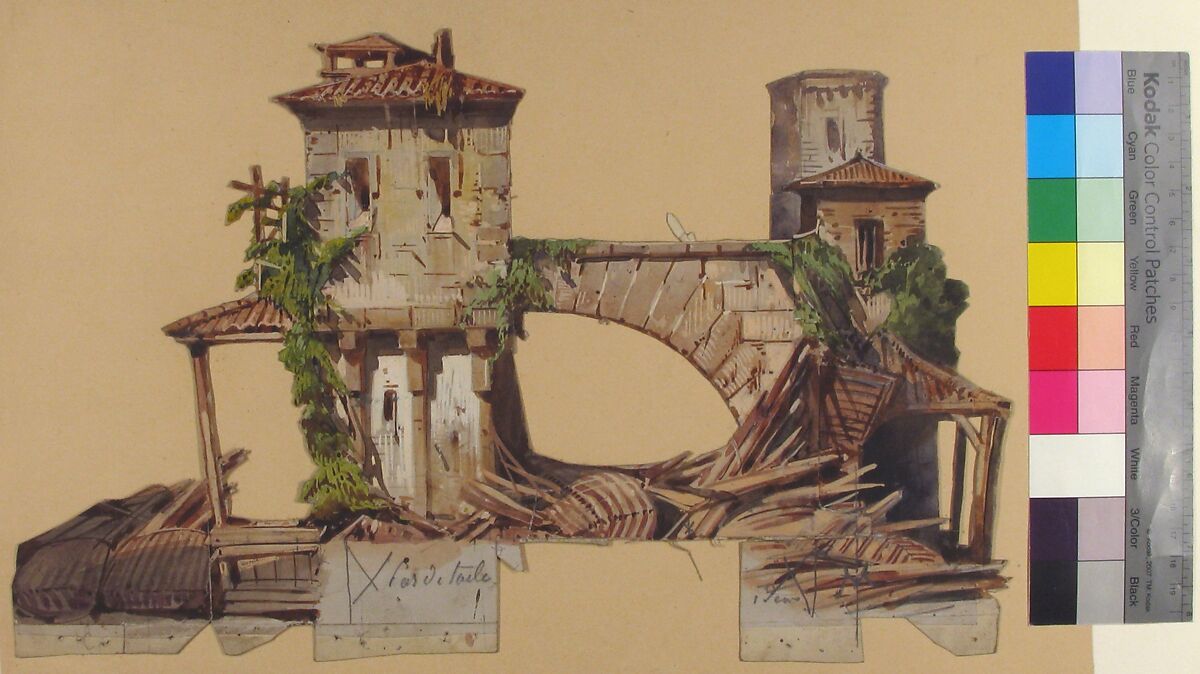 Design for a Stage Set at the Opéra, Paris, Eugène Cicéri (French, Paris 1813–1890 Fontainebleau), Watercolor, gouache, and graphite