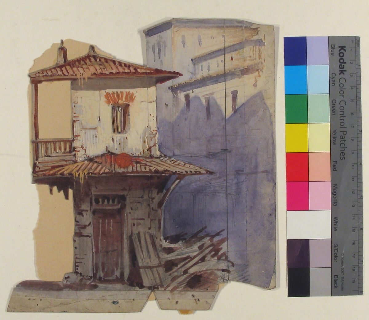 Design for a Stage Set at the Opéra, Paris, Eugène Cicéri (French, Paris 1813–1890 Fontainebleau), Watercolor, gouache, over graphite