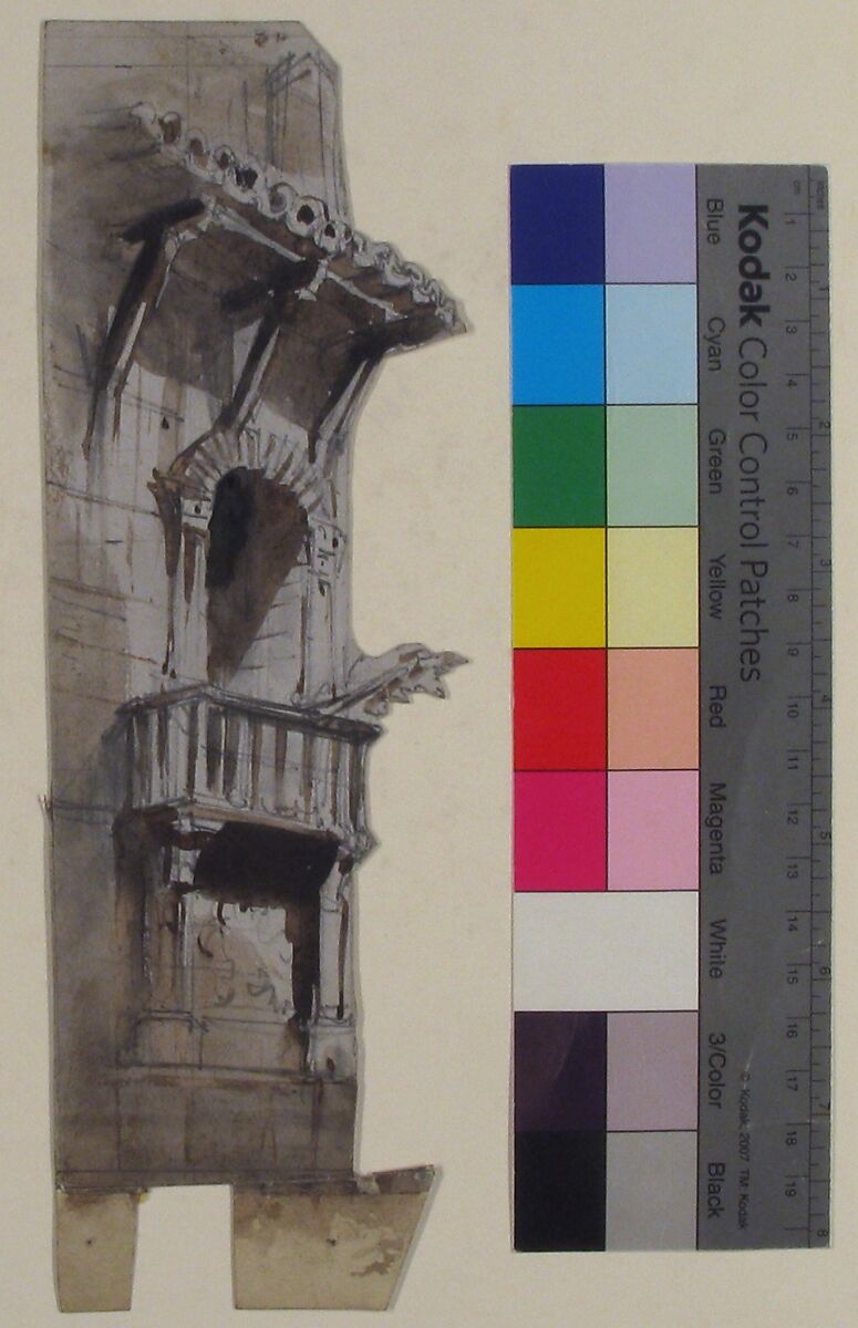 Design for a Stage Set at the Opéra, Paris, Eugène Cicéri (French, Paris 1813–1890 Fontainebleau), Graphite, brush and brown wash