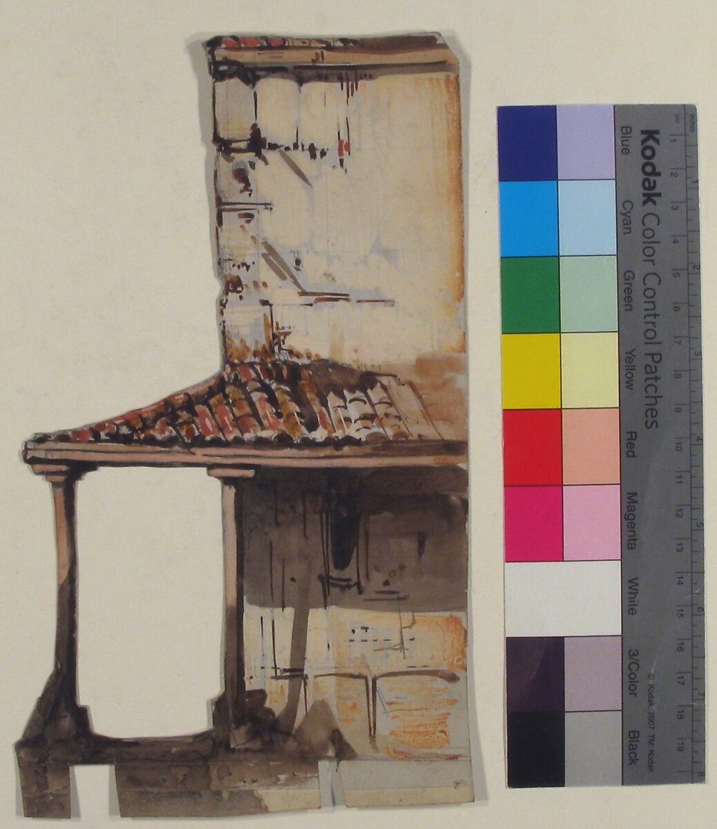 Design for a Stage Set at the Opéra, Paris, Eugène Cicéri (French, Paris 1813–1890 Fontainebleau), Graphite, brush and brown wash, and gouache