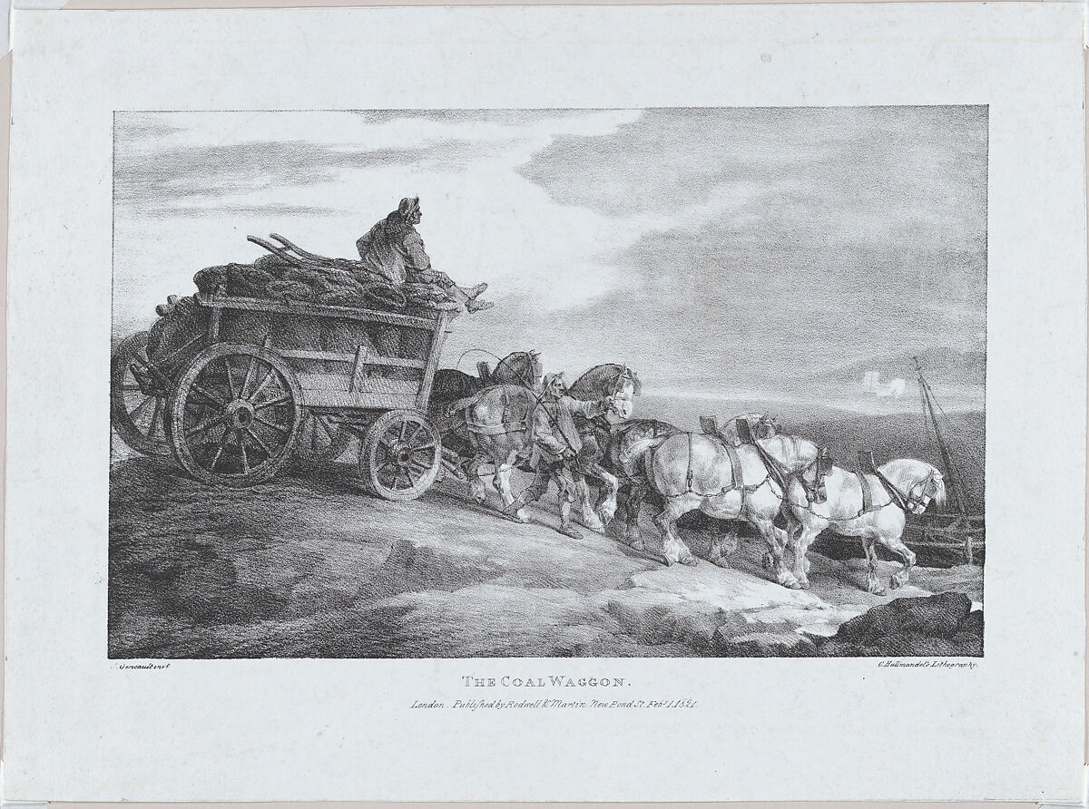 The Coal Waggon [sic.], Théodore Gericault (French, Rouen 1791–1824 Paris), Lithograph 