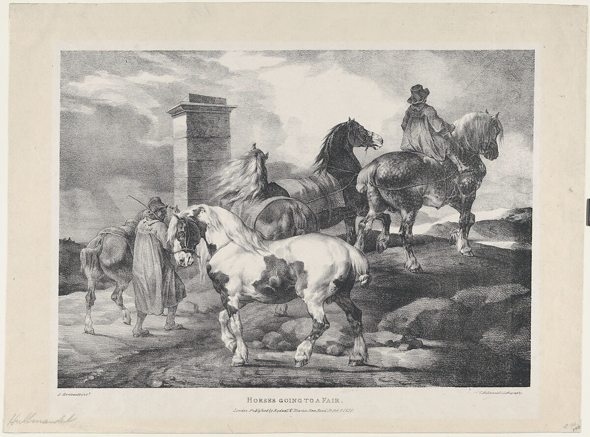 Horses going to a Fair, Théodore Gericault (French, Rouen 1791–1824 Paris), Lithograph 