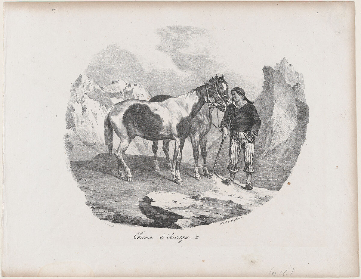 Horses of Auvergne, Théodore Gericault (French, Rouen 1791–1824 Paris), Lithograph; first state of four 