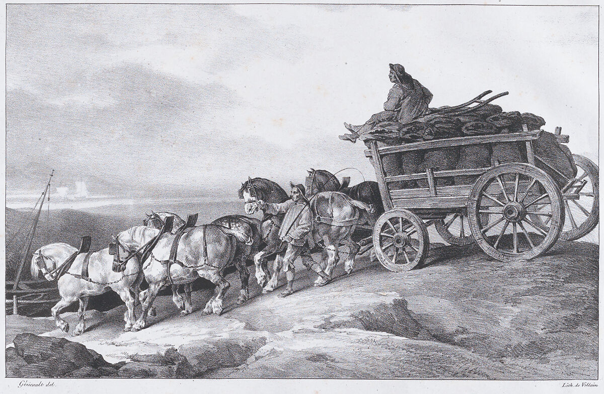 Coal Waggon [sic.] Drawn by Horses, Théodore Gericault (French, Rouen 1791–1824 Paris), Lithograph 