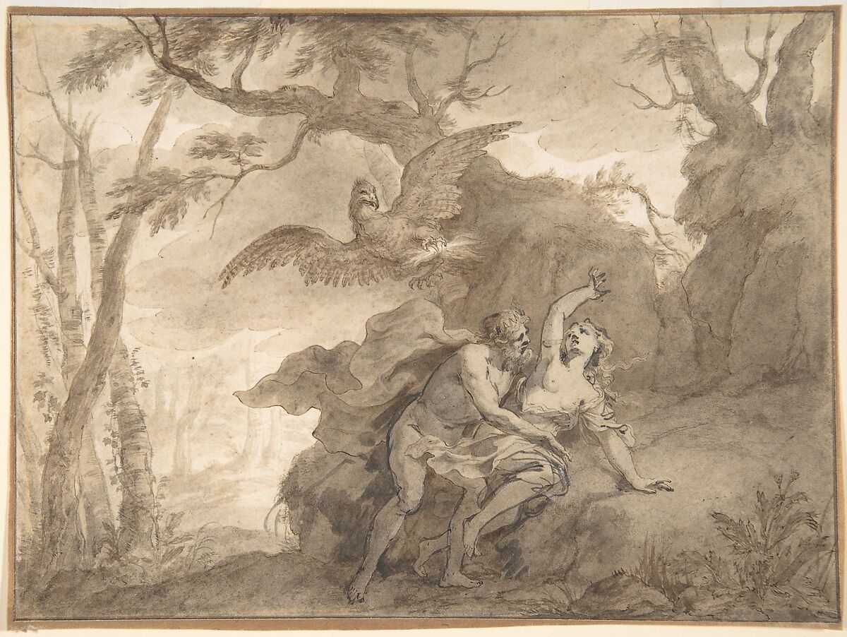 Illustrations to the Metamorphoses of Ovid: Jupiter and Io (.1); Jupiter and Io, disguised as a white beifer (.2); Mercury Rescuing Io from Argus (.3), Godfried Maes (Antwerp 1649–1700 Antwerp), Black chalk, pen and brown ink, brush and brown and gray wash 