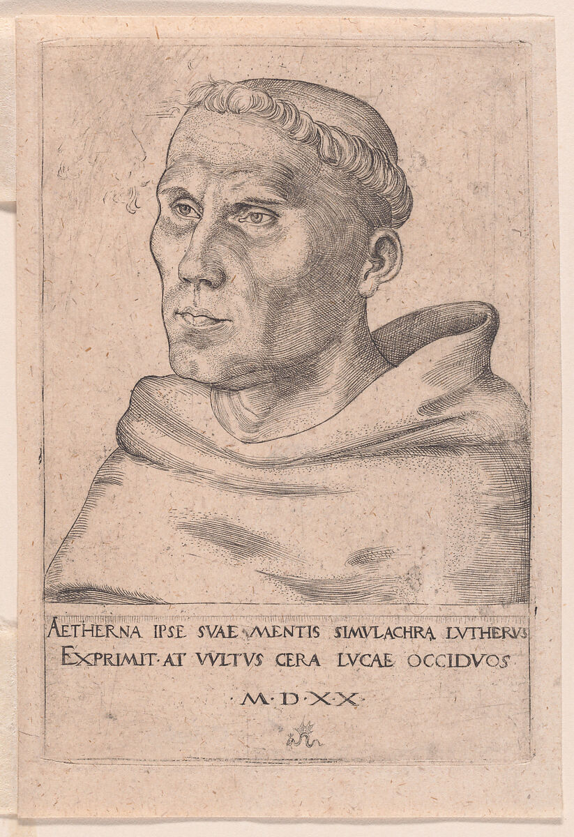 Martin Luther as an Augustinian Monk, Lucas Cranach the Elder (German, Kronach 1472–1553 Weimar), Engraving