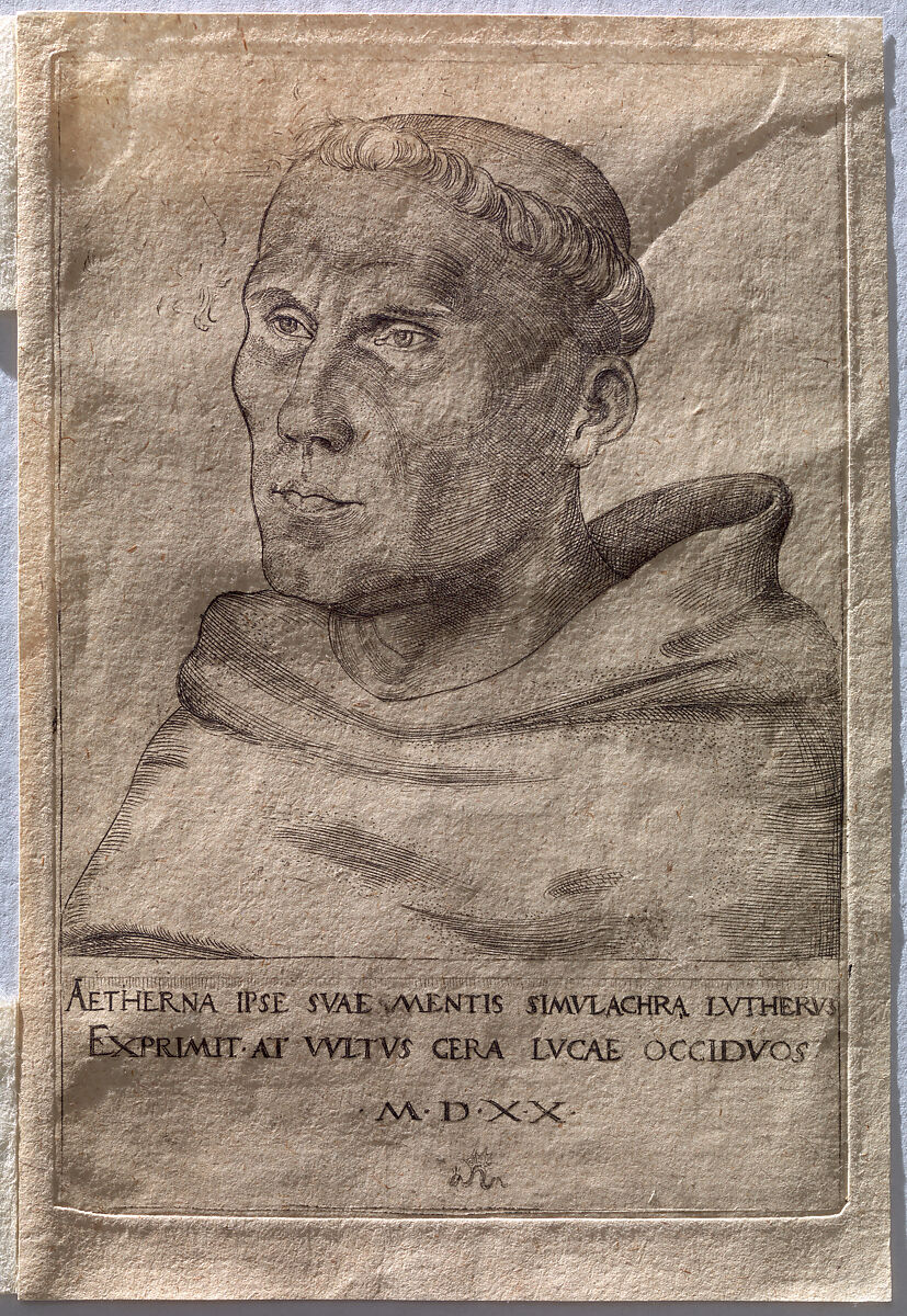 Martin Luther as an Augustinian Monk, Lucas Cranach the Elder (German, Kronach 1472–1553 Weimar), Engraving
