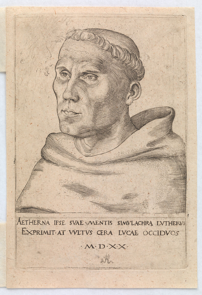 Martin Luther as an Augustinian Monk, Lucas Cranach the Elder (German, Kronach 1472–1553 Weimar), Engraving