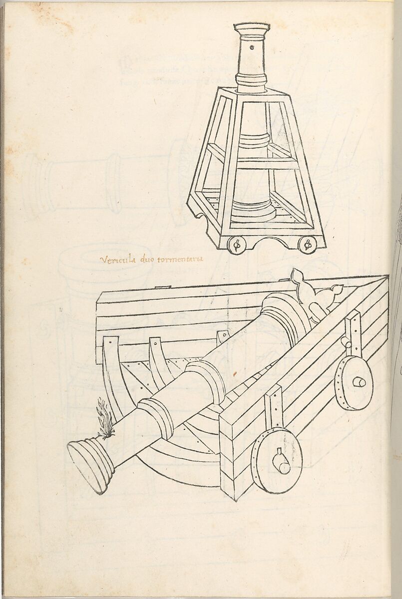 De Re Militari (On the Military Arts), Roberto Valturio (Italian, Rimini 1405–1475 Rimini), Printed book with 82 woodcut illustrations impressed by hand; illuminated initials and descriptive captions also added by hand