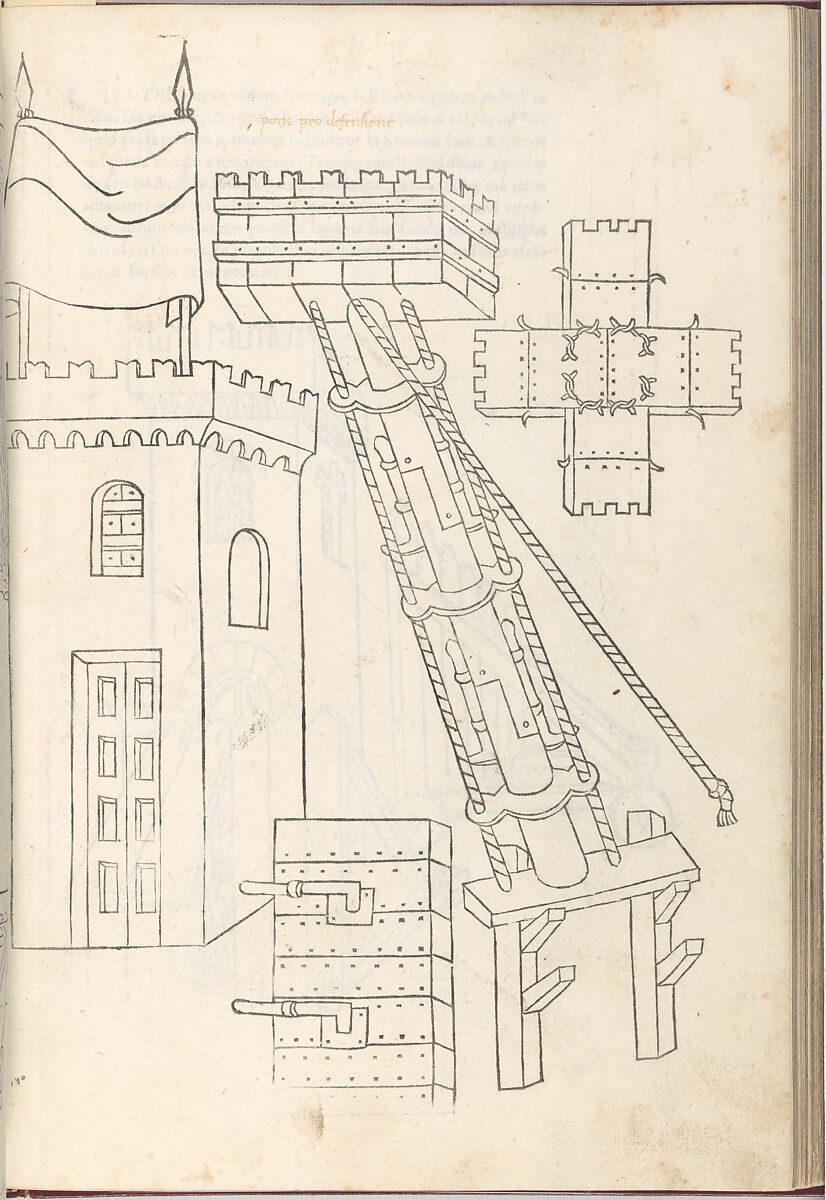 De Re Militari (On the Military Arts), Roberto Valturio (Italian, Rimini 1405–1475 Rimini), Printed book with 82 woodcut illustrations impressed by hand; illuminated initials and descriptive captions also added by hand