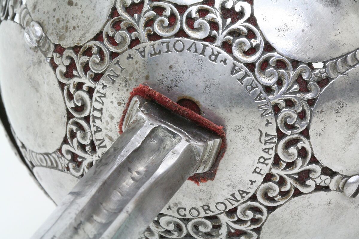 Cup-Hilted Rapier, Francesco Maria Rivolta (Italian, Milan, active second half of 17th century), Steel, iron wire, wood, textile (felt), Italian, Milan