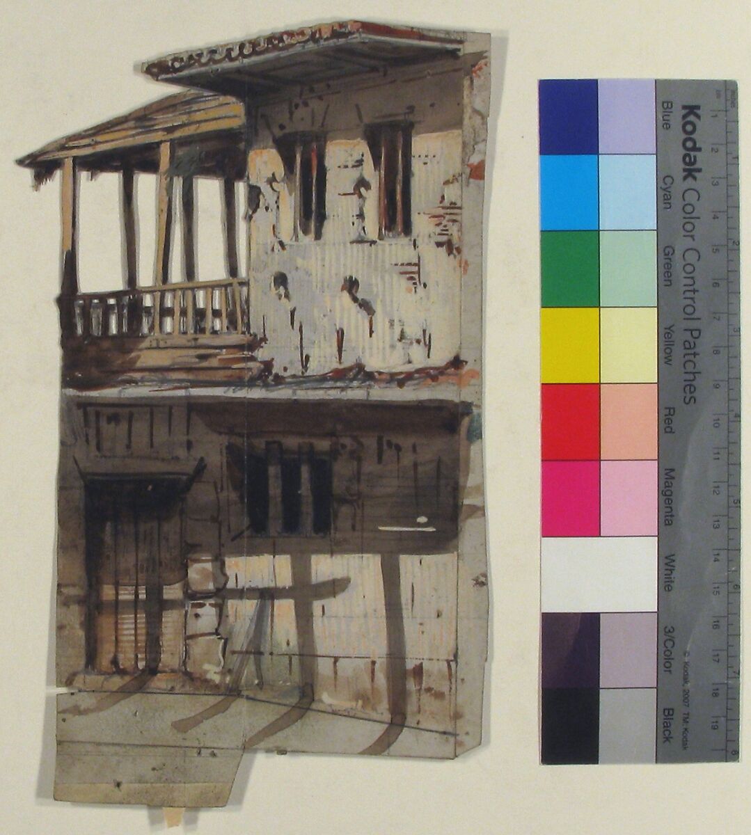 Design for a Stage Set at the Opéra, Paris, Eugène Cicéri (French, Paris 1813–1890 Fontainebleau), Graphite, brush and brown wash, and gouache