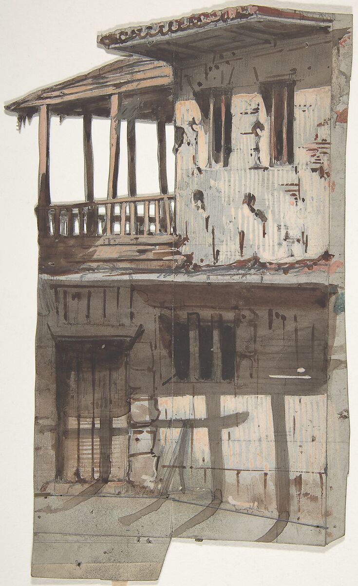 Design for a Stage Set at the Opéra, Paris, Eugène Cicéri (French, Paris 1813–1890 Fontainebleau), Graphite, brush and brown wash, and gouache 