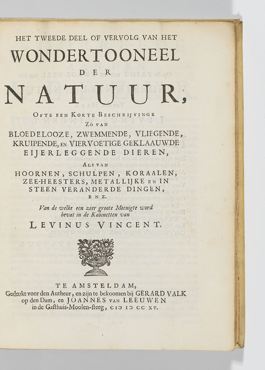 Wondertooneel der Nature, Written by Levinus Vincent, Vellum spine