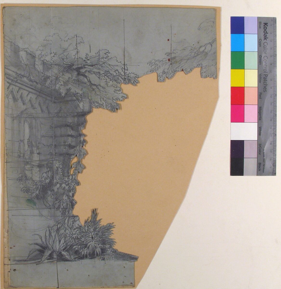 Design for a Stage Set at the Opéra, Paris, Eugène Cicéri (French, Paris 1813–1890 Fontainebleau), Graphite