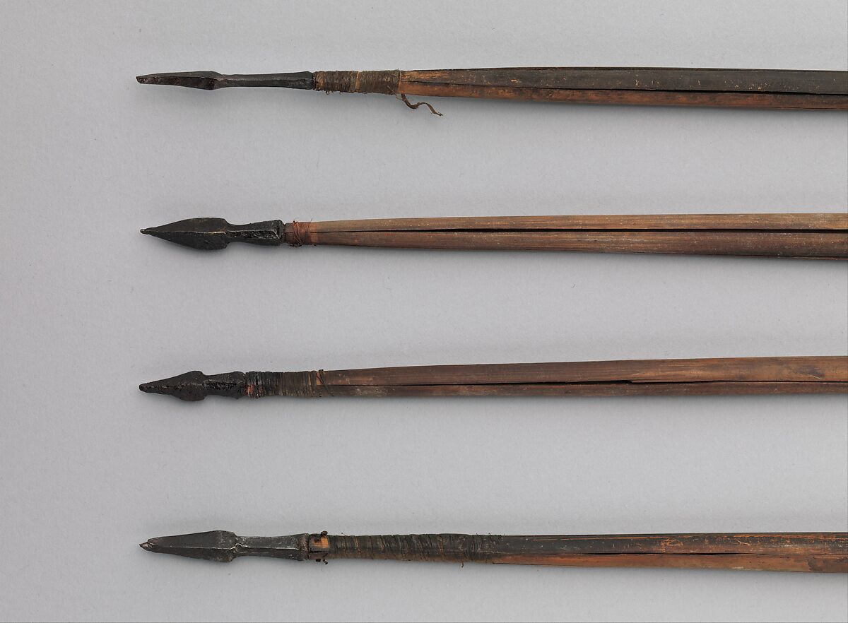 Twelve Arrows, Iron, wood (reed or bamboo), feathers, Tibetan