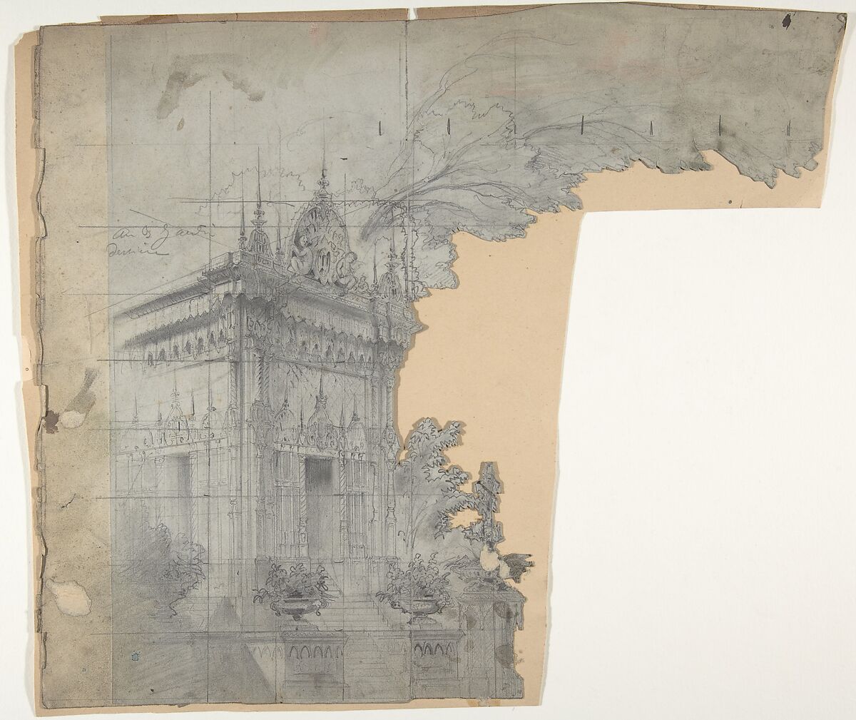 Design for a Stage Set at the Opéra, Paris, Eugène Cicéri (French, Paris 1813–1890 Fontainebleau), Graphite 