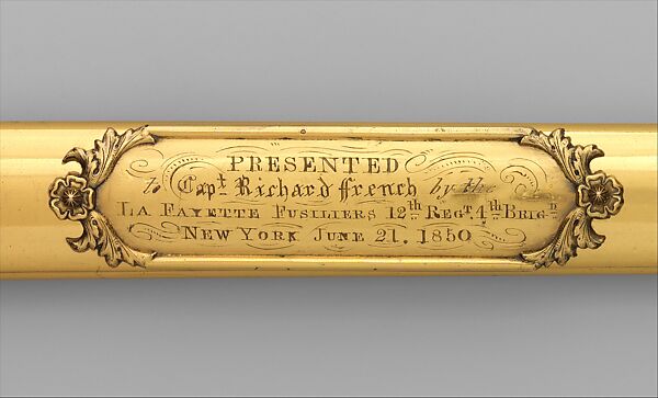 Sword and Scabbard of Captain Richard French (1792–1854), Ames Manufacturing Company (American, Chicopee, Massachusetts, 1834–1935), Gold, brass, steel, American, Chicopee, Massachusetts