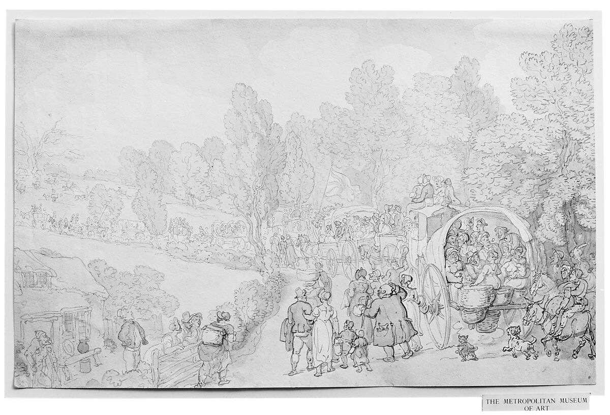 Fairlop Fair, Essex, Thomas Rowlandson (British, London 1757–1827 London), Pen and brown and gray inks, with watercolor