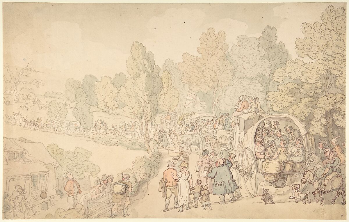 Fairlop Fair, Essex, Thomas Rowlandson (British, London 1757–1827 London), Pen and brown and gray inks, with watercolor 