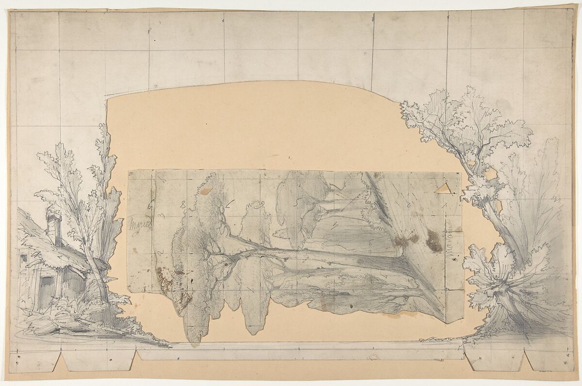 Design for a Stage Set at the Opéra, Paris, Eugène Cicéri (French, Paris 1813–1890 Fontainebleau), Graphite 