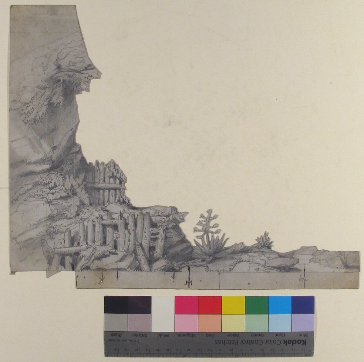Design for a Stage Set at the Opéra, Paris, Eugène Cicéri (French, Paris 1813–1890 Fontainebleau), Graphite