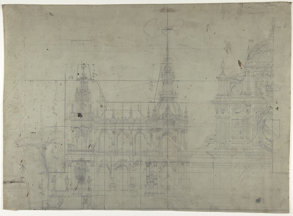 Design for a Stage Set at the Opéra, Paris, Eugène Cicéri (French, Paris 1813–1890 Fontainebleau), Graphite 