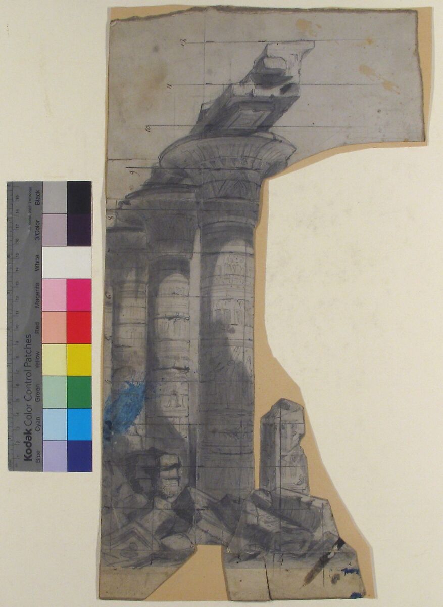 Design for a Stage Set at the Opéra, Paris, Eugène Cicéri (French, Paris 1813–1890 Fontainebleau), Graphite, brush and blue wash