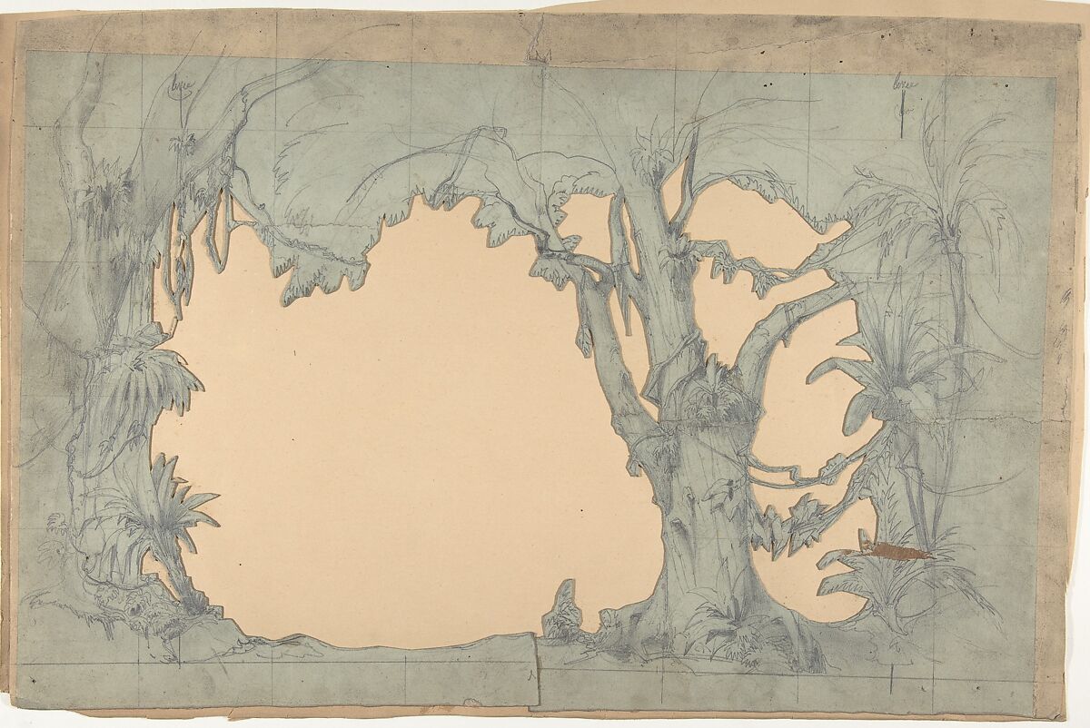 Design for a Stage Set at the Opéra, Paris, Eugène Cicéri (French, Paris 1813–1890 Fontainebleau), Graphite 