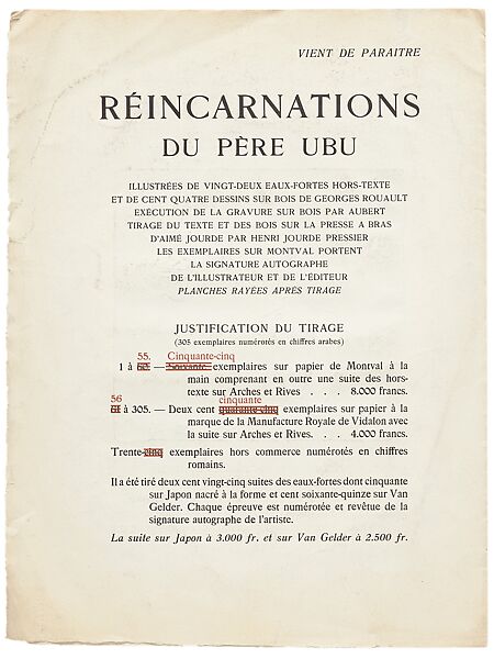 Réincarnation du Père Ubu, Published by Ambroise Vollard (French, 1866–1939)  , Paris, Wood engraving