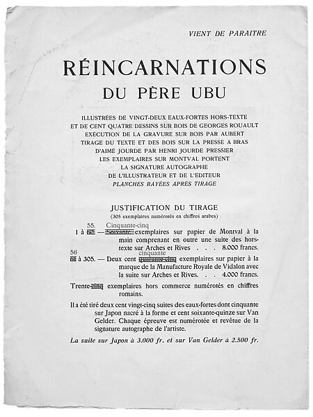 Réincarnation du Père Ubu, Published by Ambroise Vollard (French, 1866–1939)  , Paris, Wood engraving
