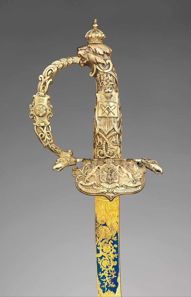 Sword with Scabbard of Faustin I (1782–1867), Emperor of Haiti, Robert Mole (British, Birmingham,1800–1856), Steel, silver, gold, wood, textile (velvet), British, Birmingham