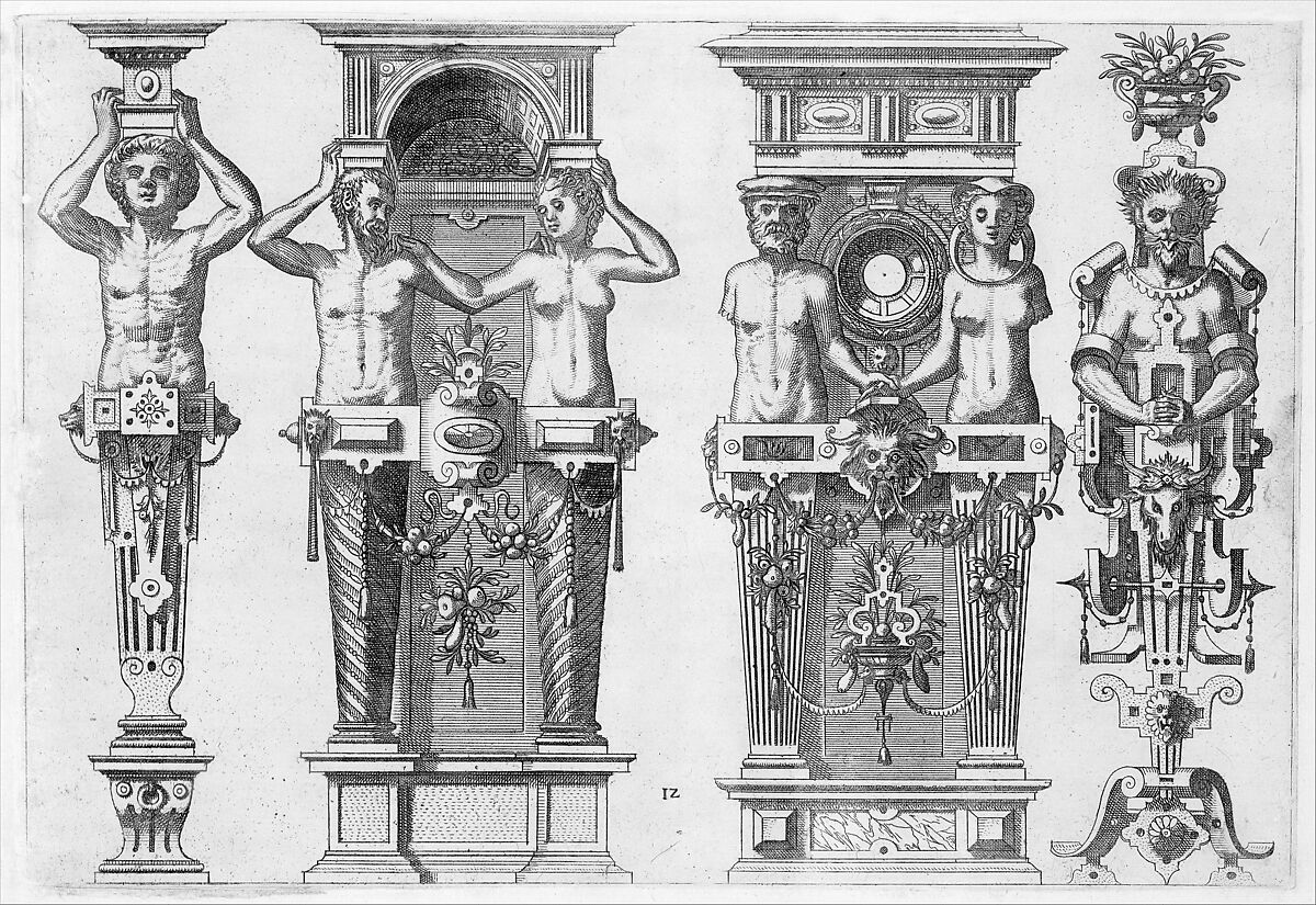 Caryatidum (...) sive Athlantidum Multiformium (...), Hans Vredeman de Vries (Netherlandish, Leeuwarden 1527–1606 (?)  Antwerp (?)), Etching