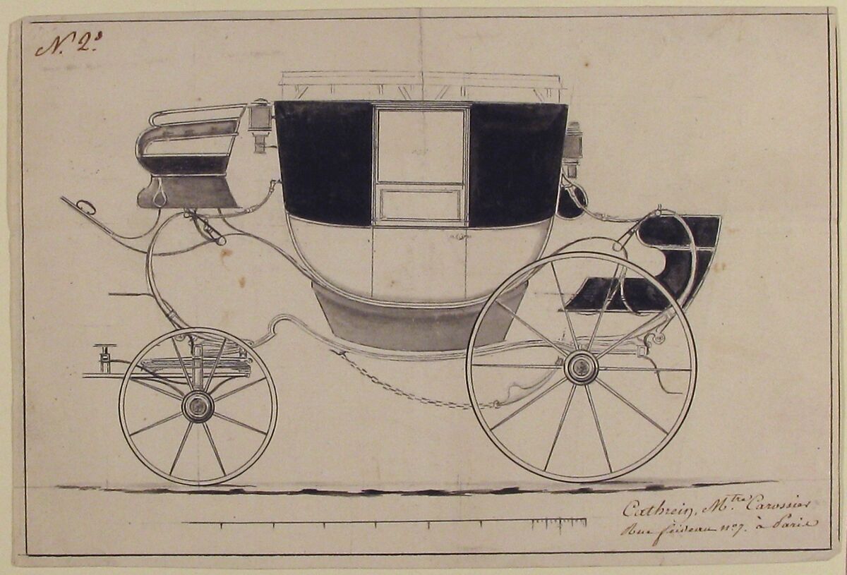 Design for a Carriage, Anonymous, French, 19th century, Graphite, pen and black ink, brush and black and gray wash