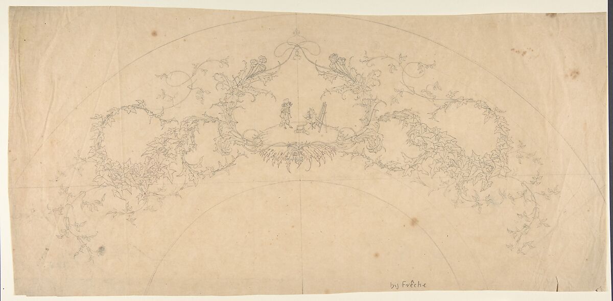 Design with a Cartouche, Anonymous, French, 19th century, Graphite 