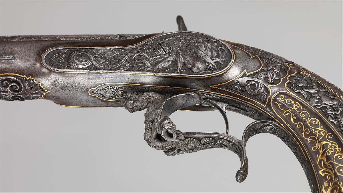 Two Percussion Exhibition Pistols, Signed by Gilles Michel Louis Moutier-Le Page (French,  1810–1887), Steel, gold, French