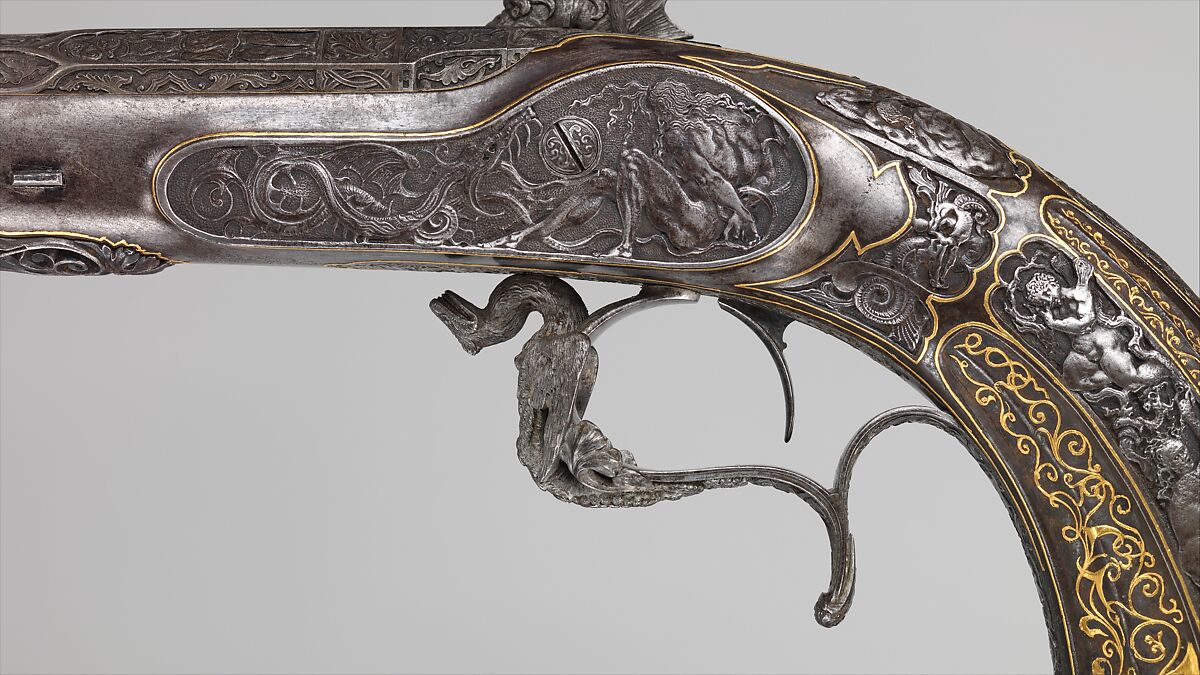 Two Percussion Exhibition Pistols, Signed by Gilles Michel Louis Moutier-Le Page (French,  1810–1887), Steel, gold, French