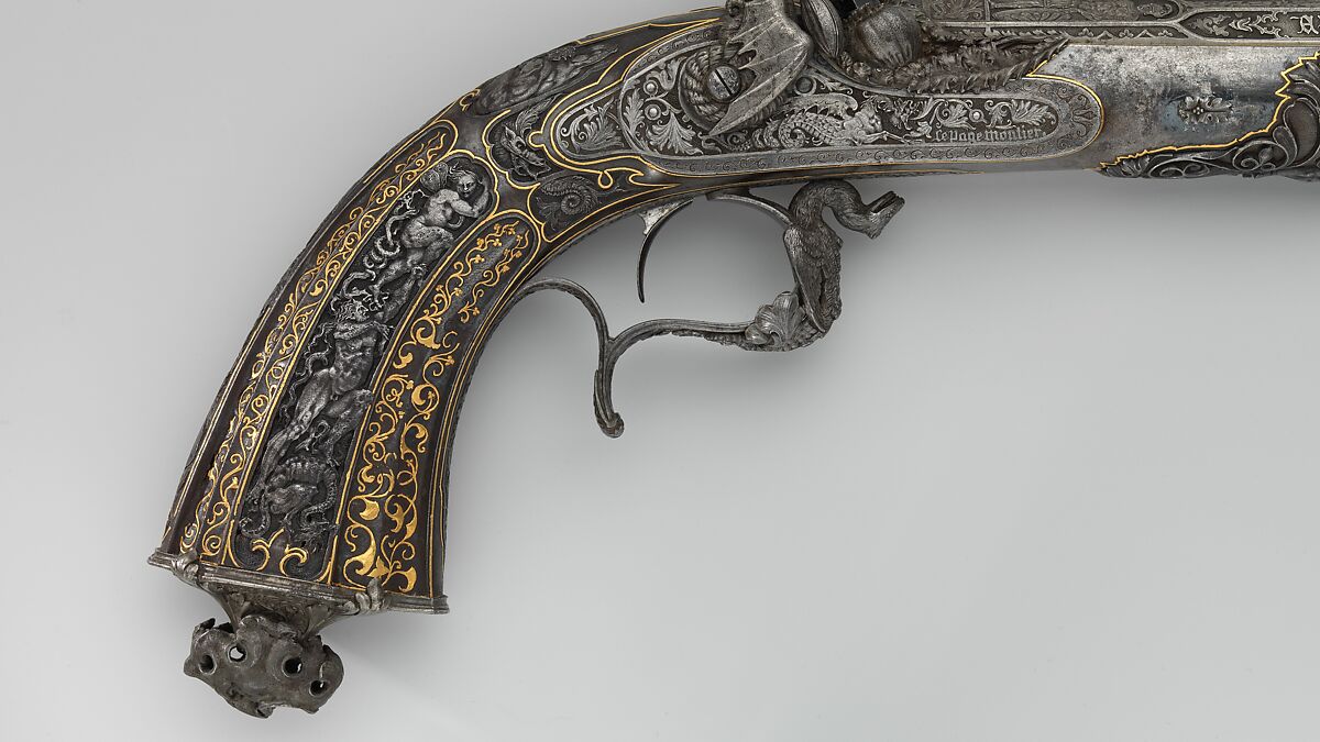 Two Percussion Exhibition Pistols, Signed by Gilles Michel Louis Moutier-Le Page (French,  1810–1887), Steel, gold, French